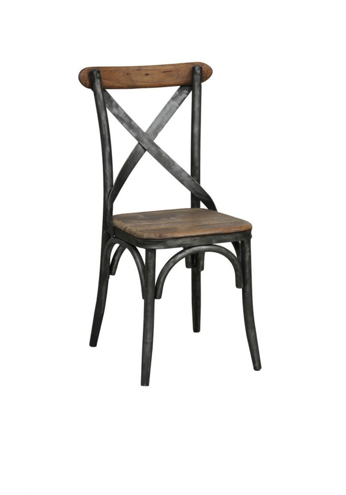 Reclaimed Wood and Iron Dining Chair Rajtaishree